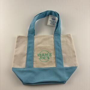 Trader Joe’s Mini Pastel Canvas Tote Bag Limited Edition Pastel Blue